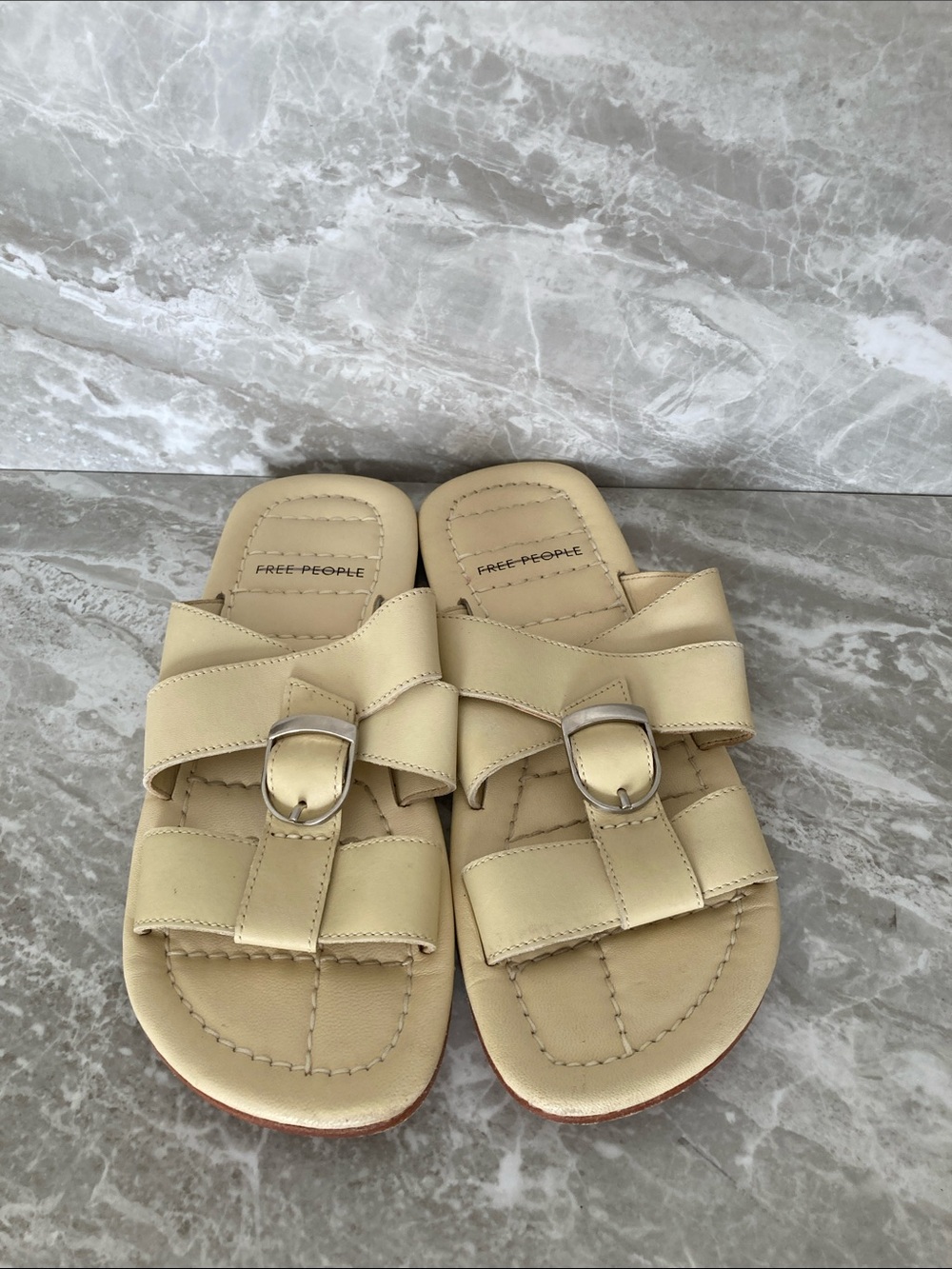 Free People Kids Cream Buckle Slide Sandals